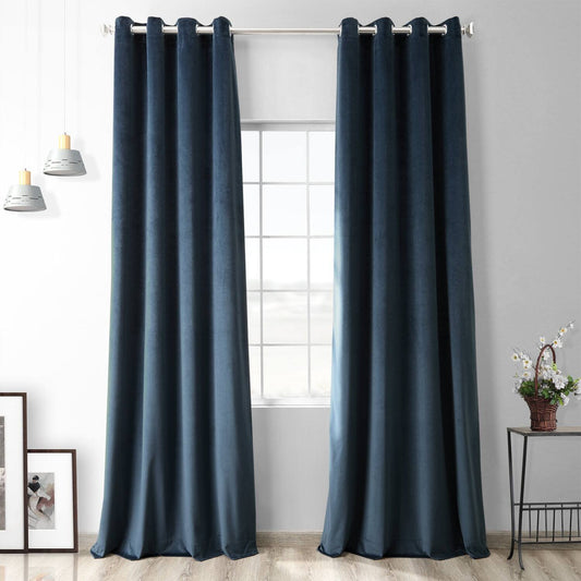 Imported Velvet Eyelet Pair of Curtains