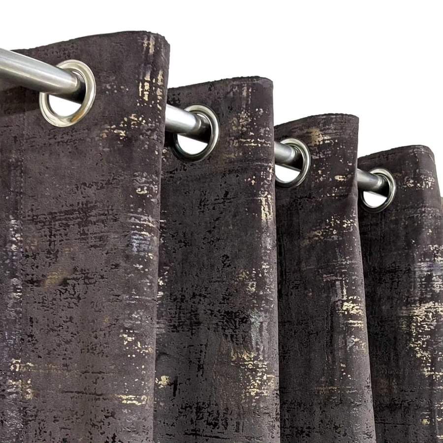 Dark Brown Textured Velvet Curtain