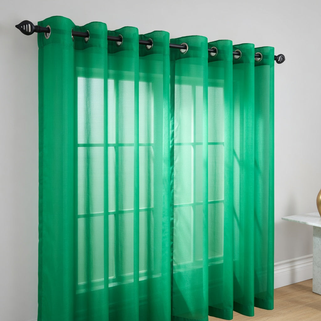 Fresh Green Eyelet Sheer Curtain Pair