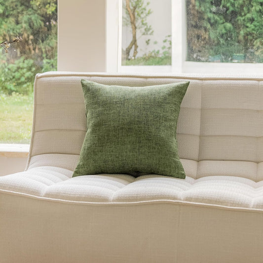 Premium Green Textured Jute Cushion Cover