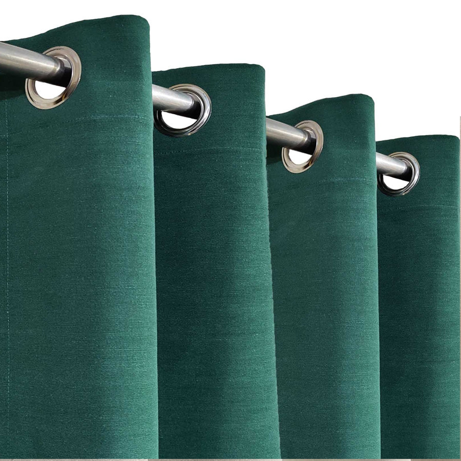 Green Plain Duck Cotton Eyelet Curtain