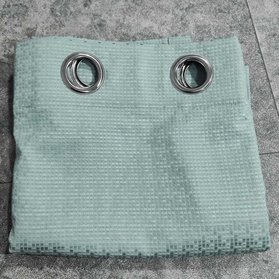 Greenish Grey Geometric Pattern Jacquard Curtain