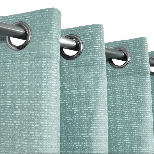 Greenish Grey Geometric Pattern Jacquard Curtain