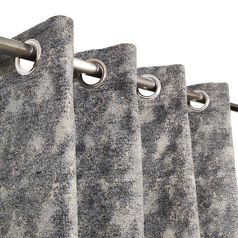 Grey Heavy-Duty Viscose Eyelet Curtain with Rich Texture