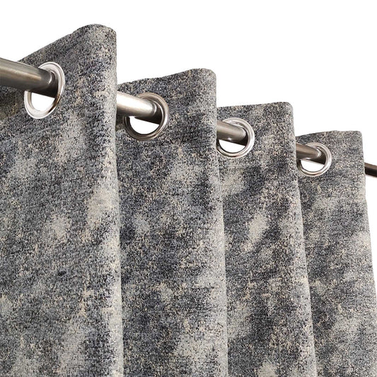 Grey Heavy-Duty Viscose Eyelet Curtain with Rich Texture