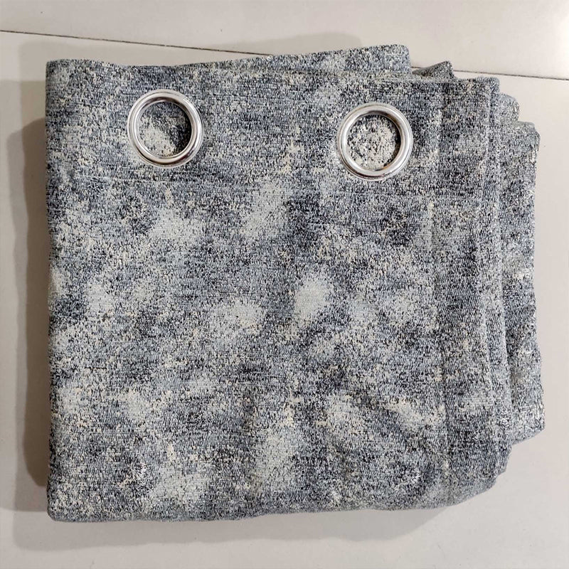 Grey Heavy-Duty Viscose Eyelet Curtain with Rich Texture