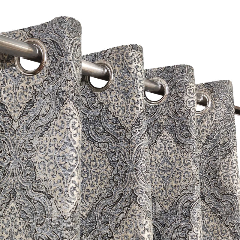 Grey Thick Viscose Eyelet Curtain for Living Spaces