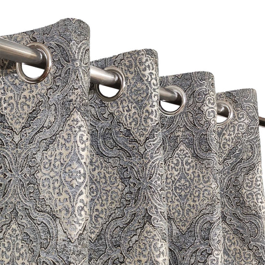 Grey Thick Viscose Eyelet Curtain for Living Spaces