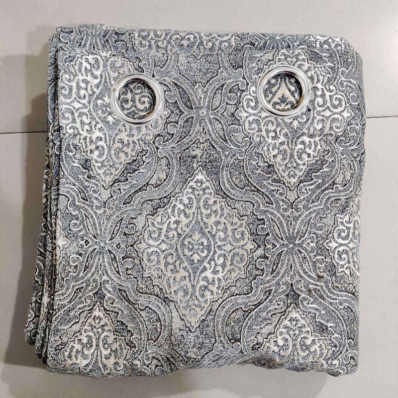Grey Thick Viscose Eyelet Curtain for Living Spaces
