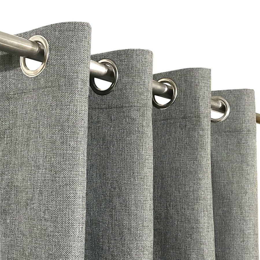 Grey Thick Jute Grommet Curtain Panel