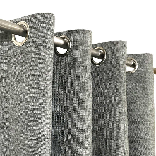 Grey Thick Jute Grommet Curtain Panel