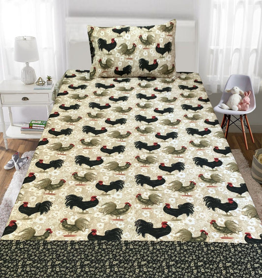 Super Cute Farm Chicken Cotton Single Bed Sheet