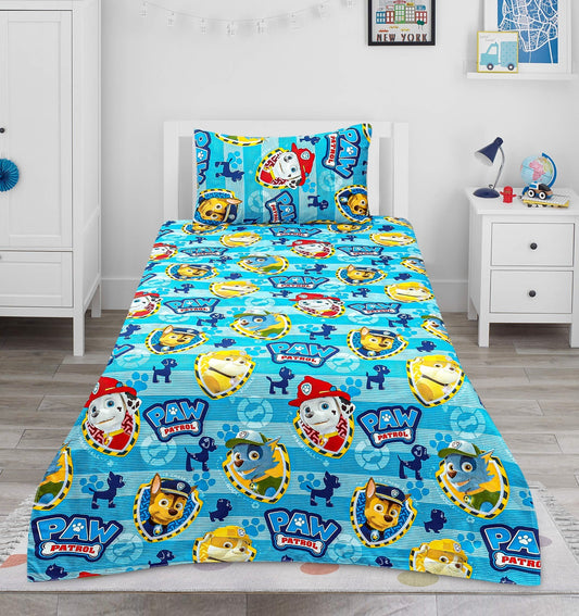 Kids Paw Patrol Cotton Single Bed Sheet & Pillow Cover