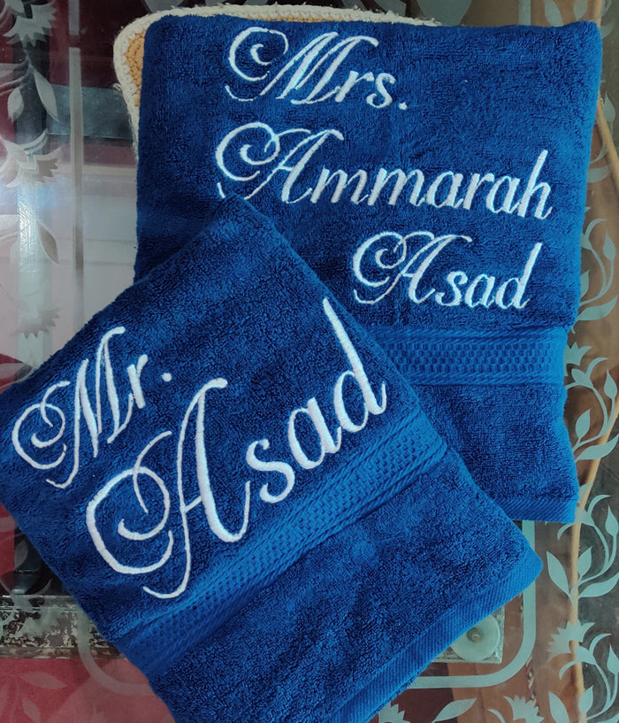 Customized Name Towel 100% Cotton (Make a personalized towel with your name) - Pair