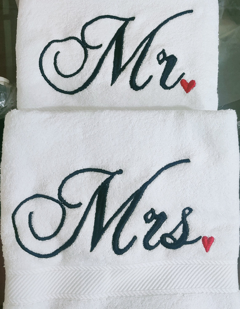 Mr And Mrs Bath Towels Set