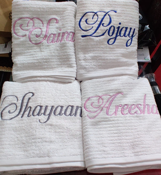 Personalized Name Monogram Hand Towel Custom Embroidered Gift Towel