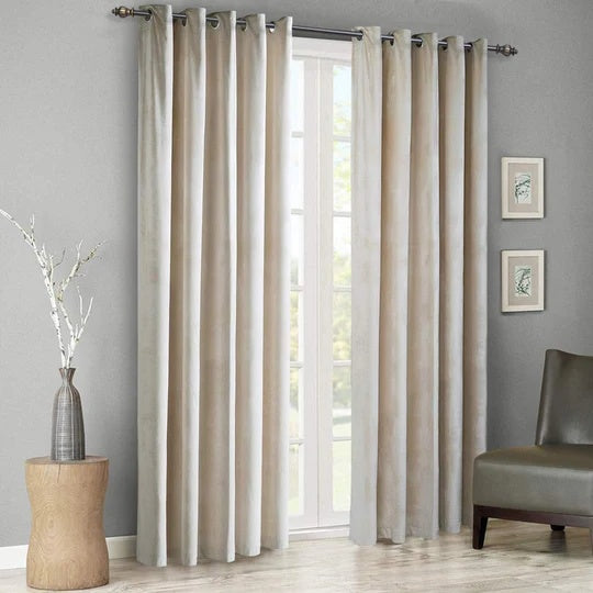 Ivory Premium Velvet Curtain Pair