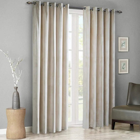 Ivory Premium Velvet Curtain Pair