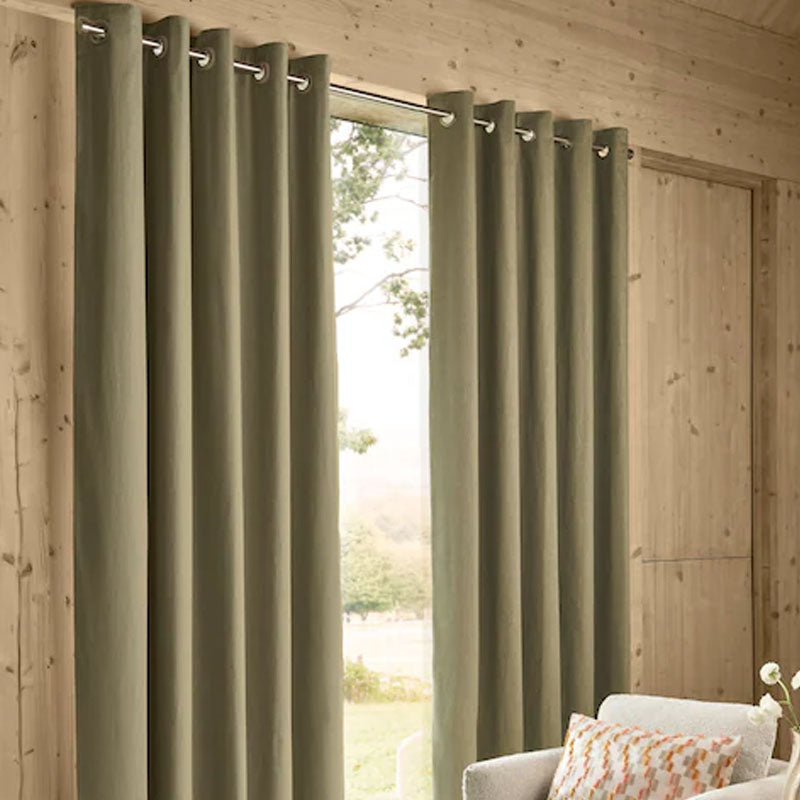 Plain Premium Silk Eyelet Curtain - Pair