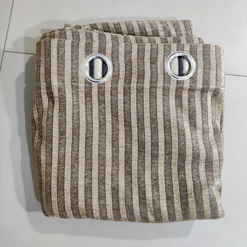 Light Brown Ready-Made Thick Viscose Eyelet Curtain for Modern Homes