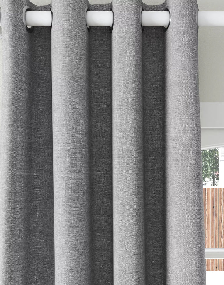 Light Grey Premium Jute Eyelet Curtains - Pair
