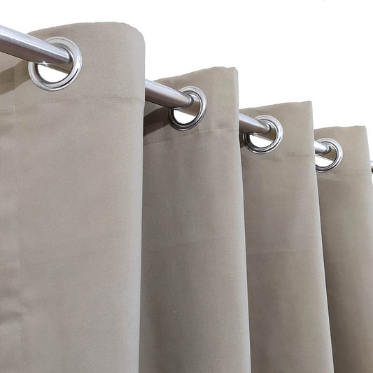 Light Brown Plain Duck Cotton Eyelet Curtain