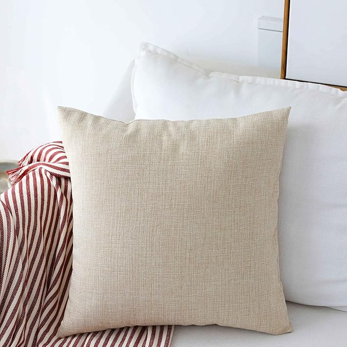 Premium Light Beige Textured Jute Cushion Cover