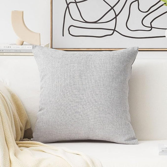 Premium Light Grey Textured Jute Cushion Cover