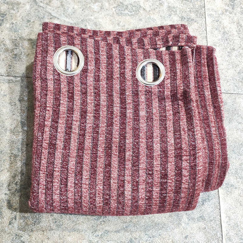 Maroon Classic Thick Viscose Eyelet Curtain