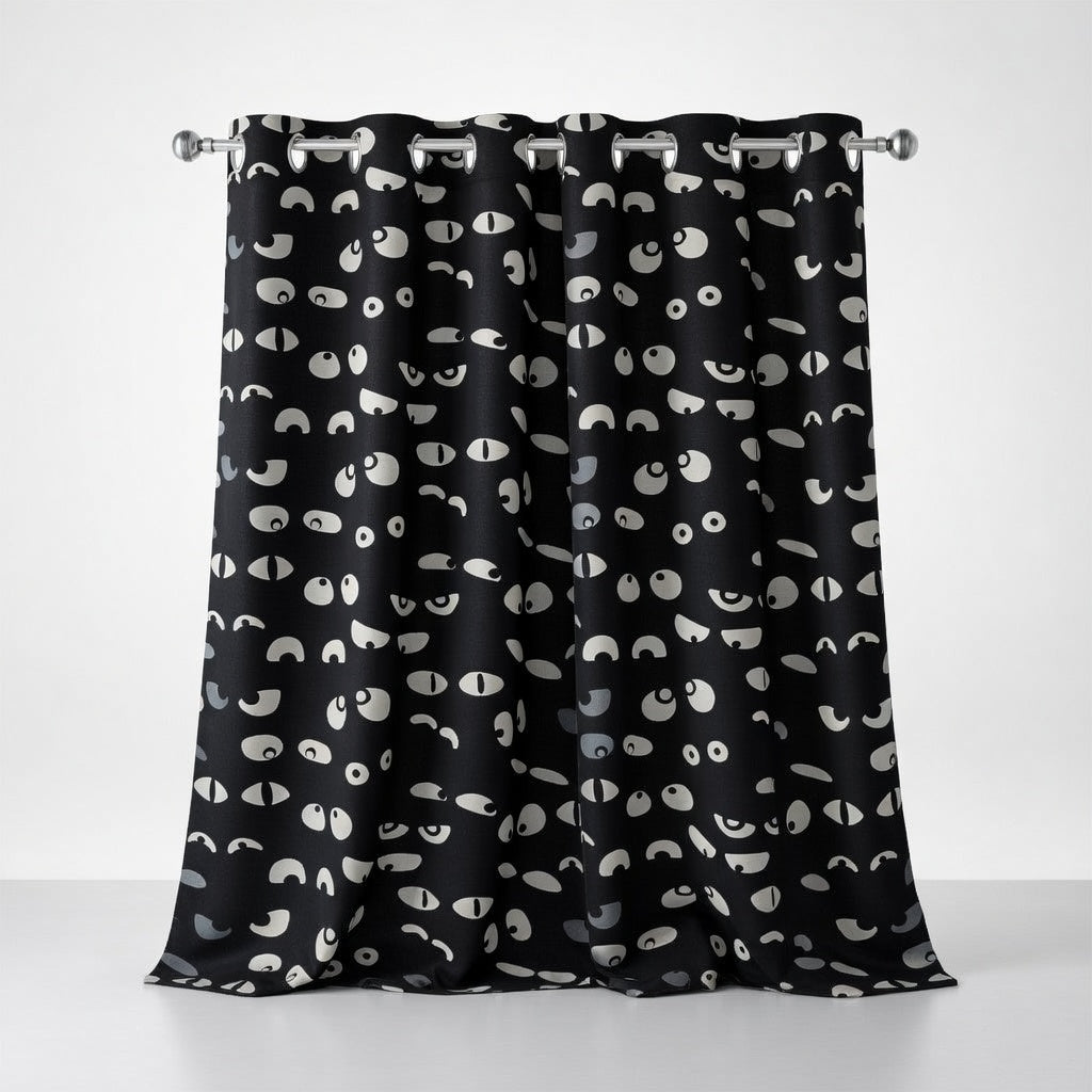 Lunaville Halloween Eyeballs Curtain Single Panel Glow in the Dark Black White