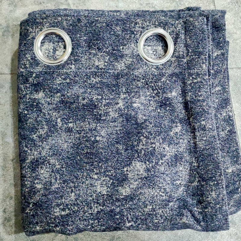 Navy Blue Textured Thick Viscose Curtain