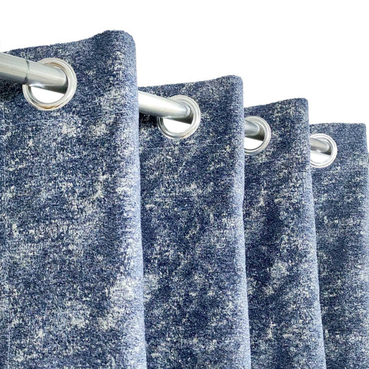 Navy Blue Textured Thick Viscose Curtain