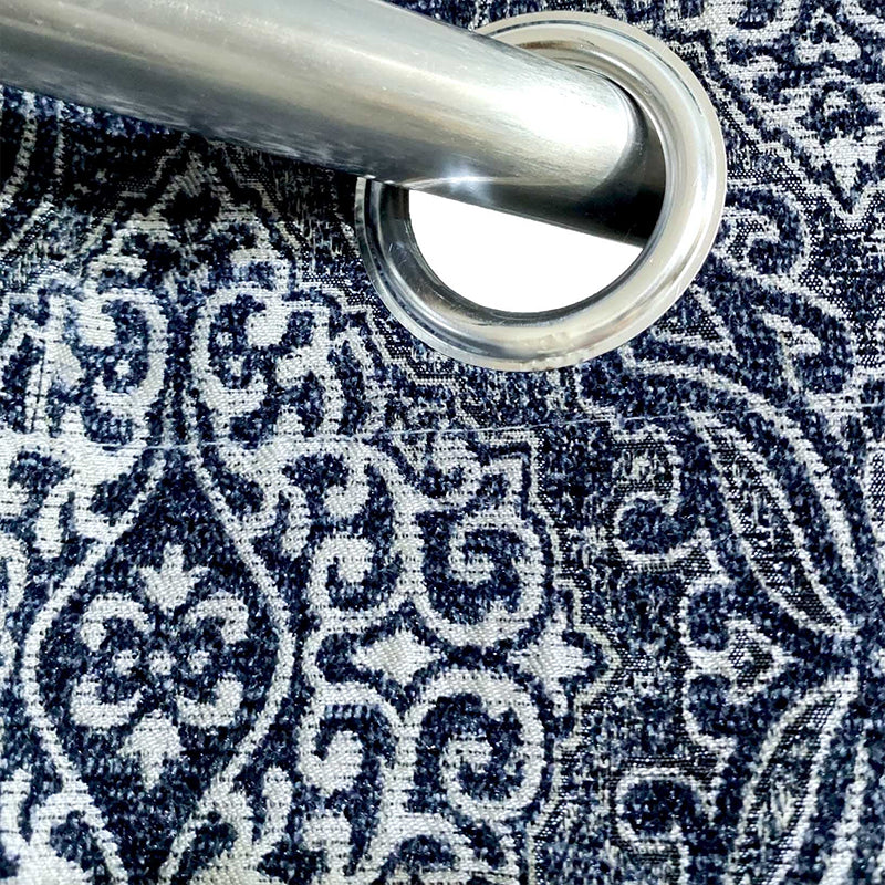 Blue Thick Viscose Wavy Fall Style Curtain