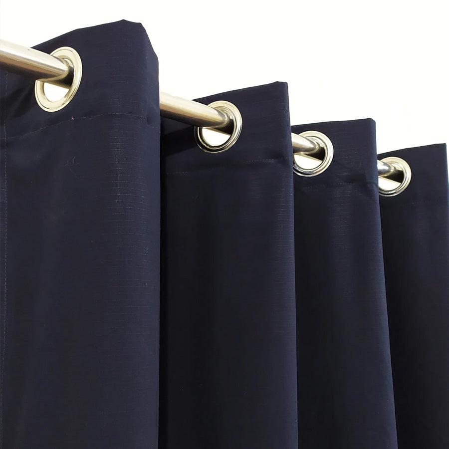 Navy Blue Plain Duck Cotton Living Room Curtain