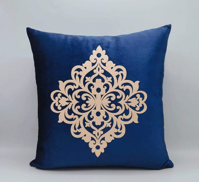 Blue Luxury Velvet Laser Sofa Cushion Cover