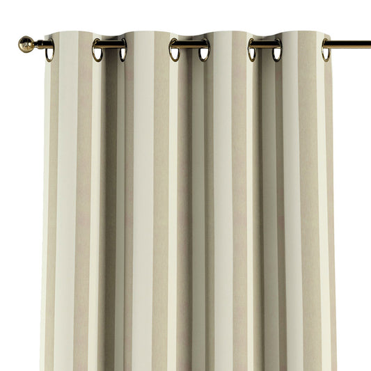Beige Duck Cotton Pencil Pleat Stripe Curtain