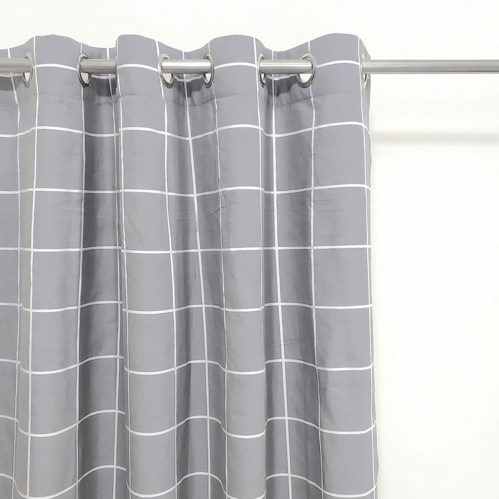 Grey Geometric Pattern Curtain Single Panel