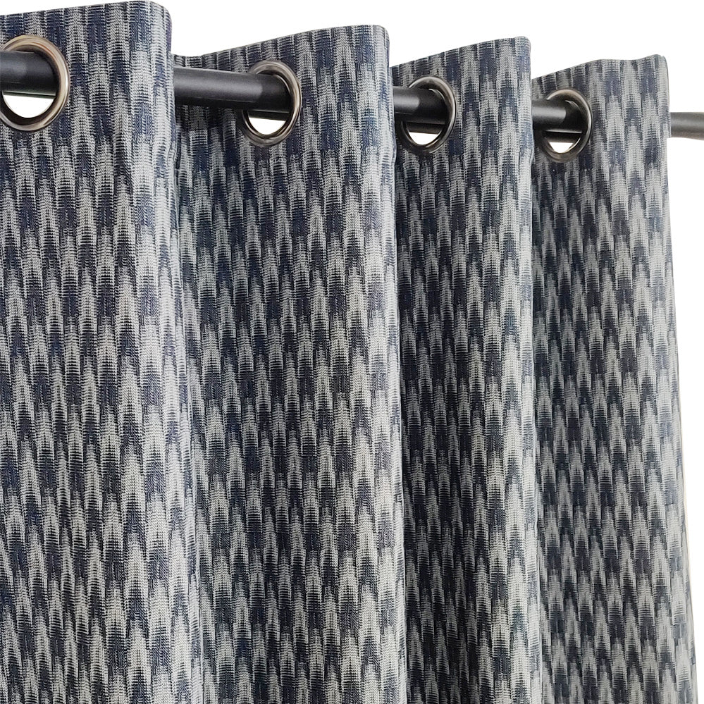 Blue Textured Abstract Duck Cotton Curtain