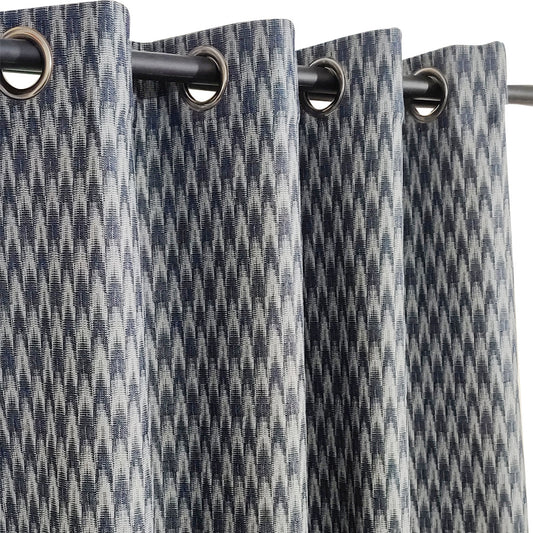 Blue Textured Abstract Duck Cotton Curtain