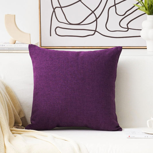 Premium Purple Textured Jute Cushion Cover