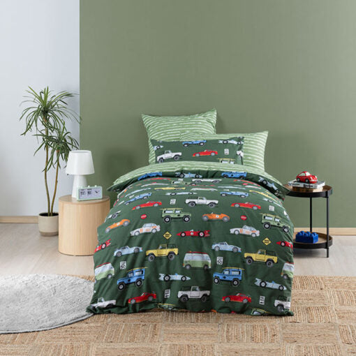 Road Trip Printed Kids Single Bedsheet Set