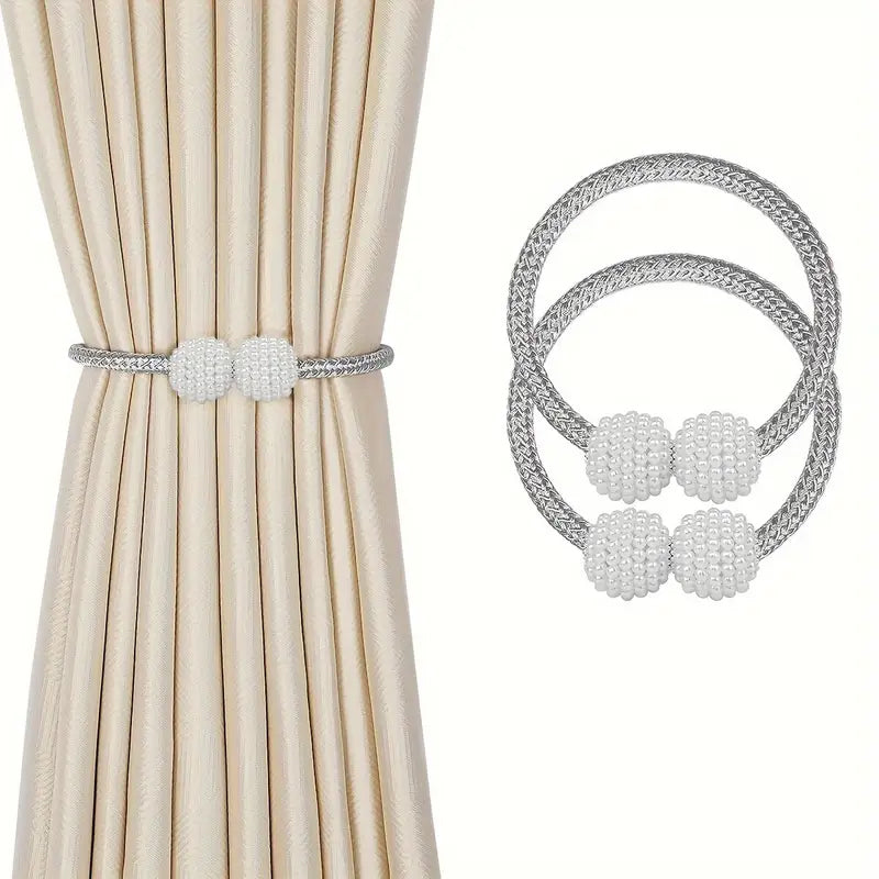 2pcs Blue Rope Drapery Curtains Holdbacks, Elegant Window Treatment Tie Fixers