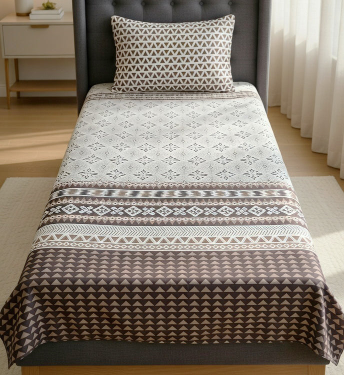 Pure Cotton Single Bedsheet & Pillow Cover