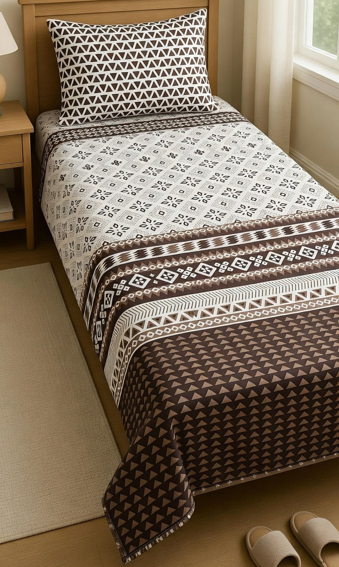 Pure Cotton Single Bedsheet & Pillow Cover