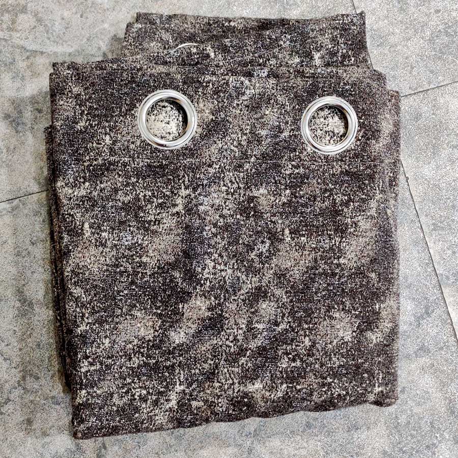 Brown Textured Viscous Fabric Thick Grommet Style Curtain