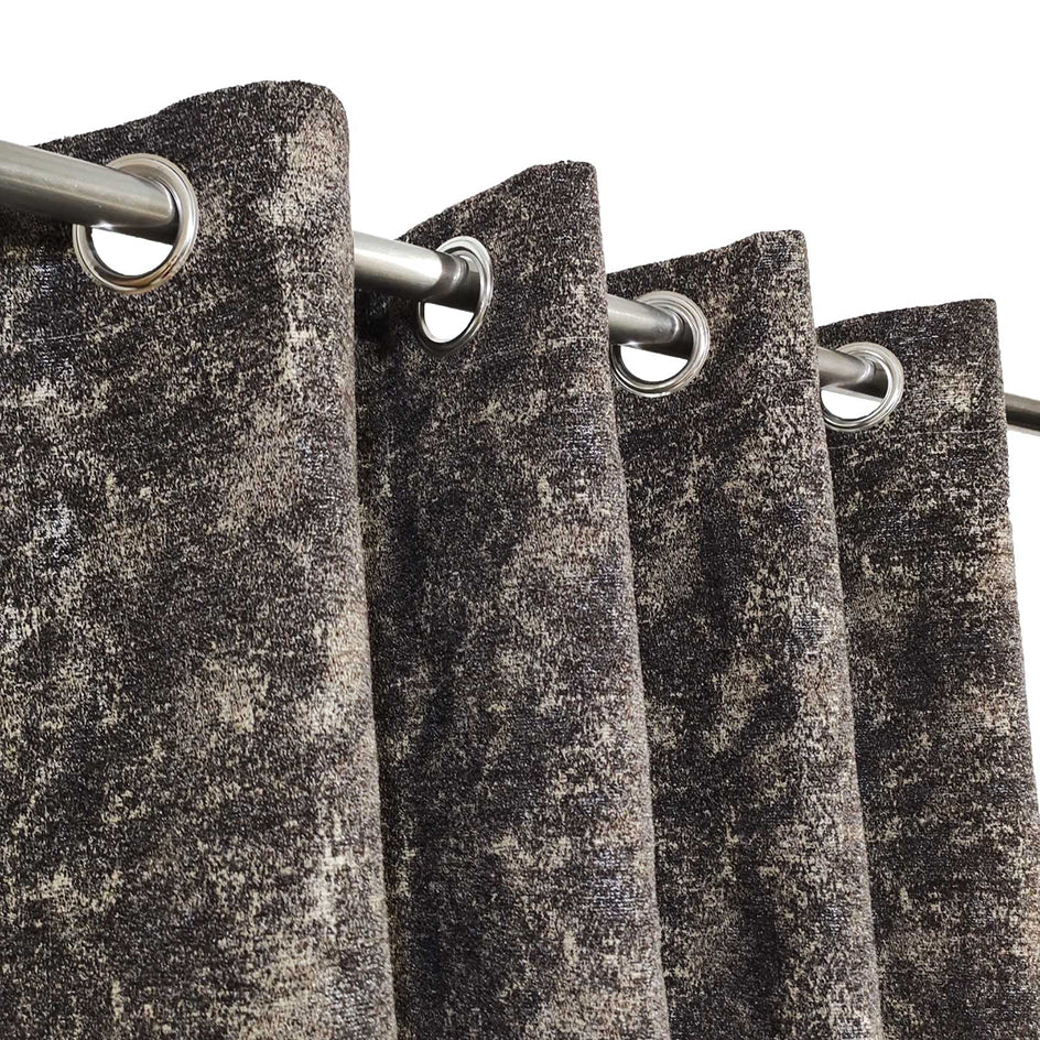Brown Textured Viscous Fabric Thick Grommet Style Curtain