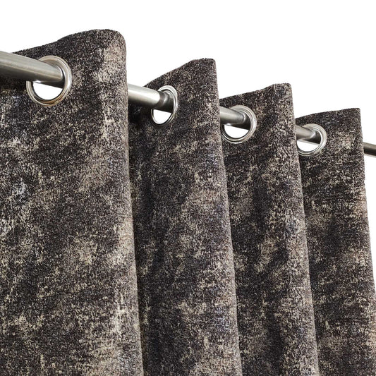 Brown Textured Viscous Fabric Thick Grommet Style Curtain