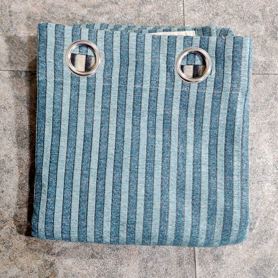 Turquoise Striped Thick Viscose Curtain