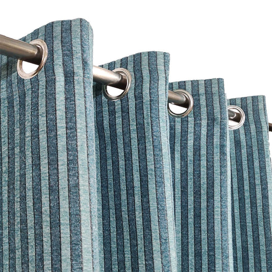 Turquoise Striped Thick Viscose Curtain