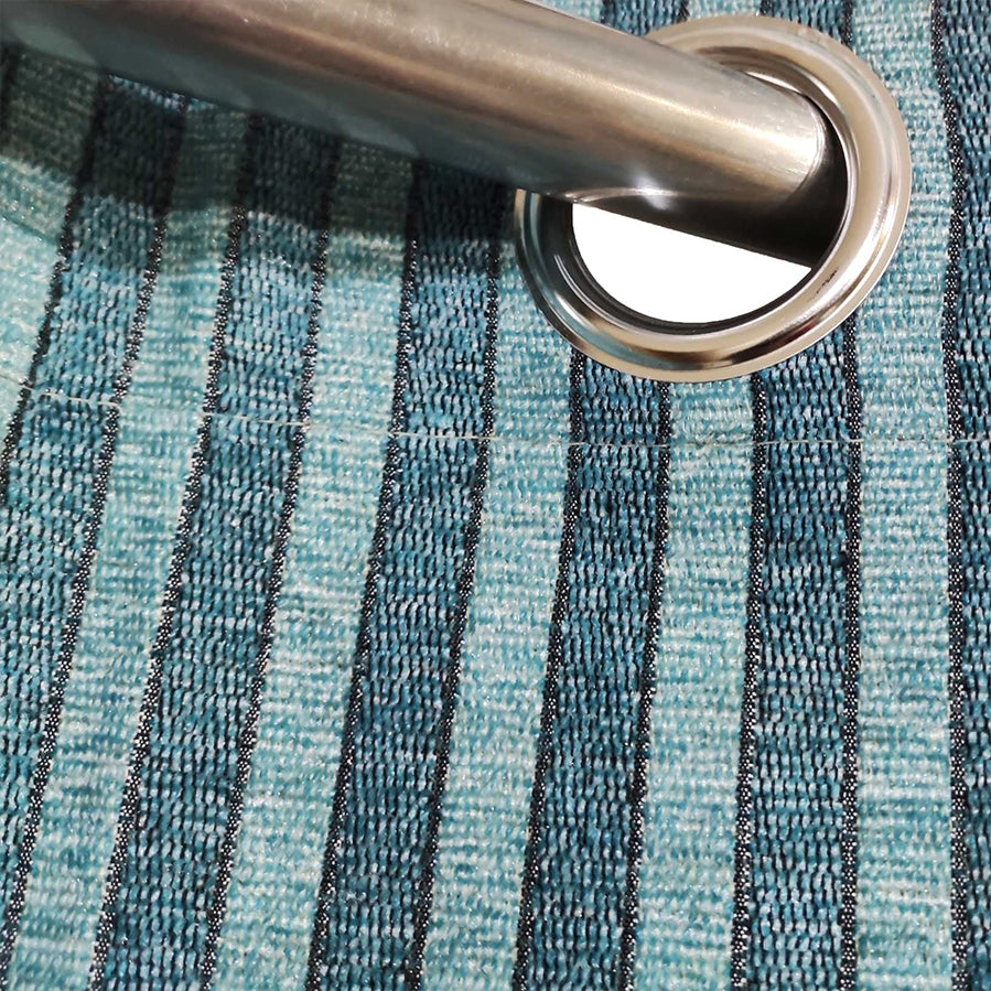 Turquoise Striped Thick Viscose Curtain